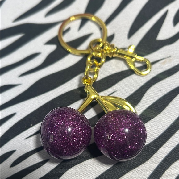 Accessories - Gold and Purple Cherry Keychain & Bag Charm